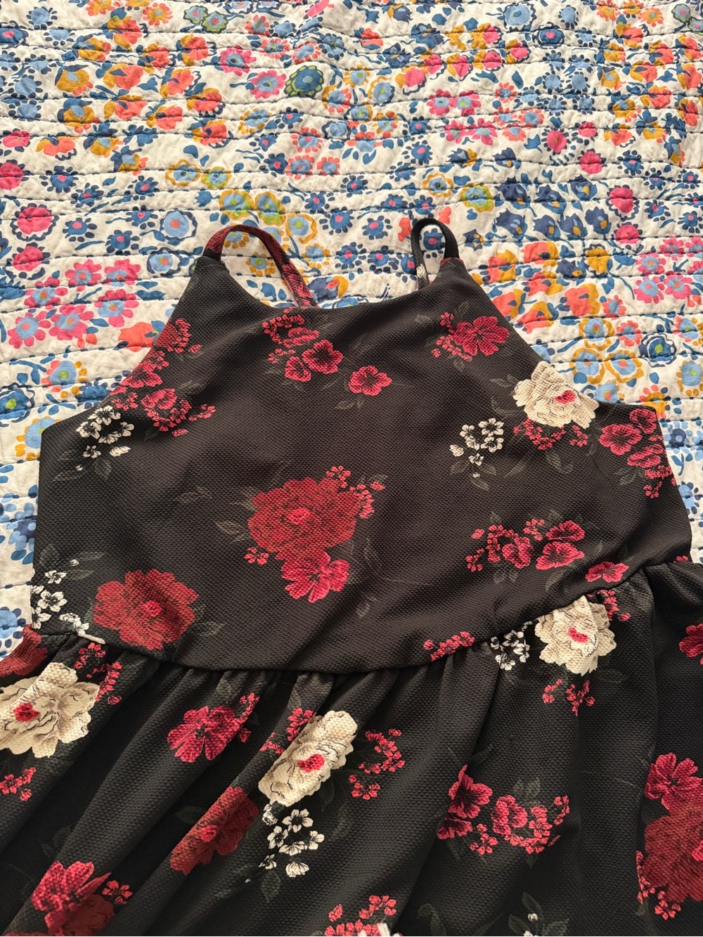 TORRID Black Halter Dress with Red & Cream Floral Print - SIZE 3 at torrid - Picture 3 of 10